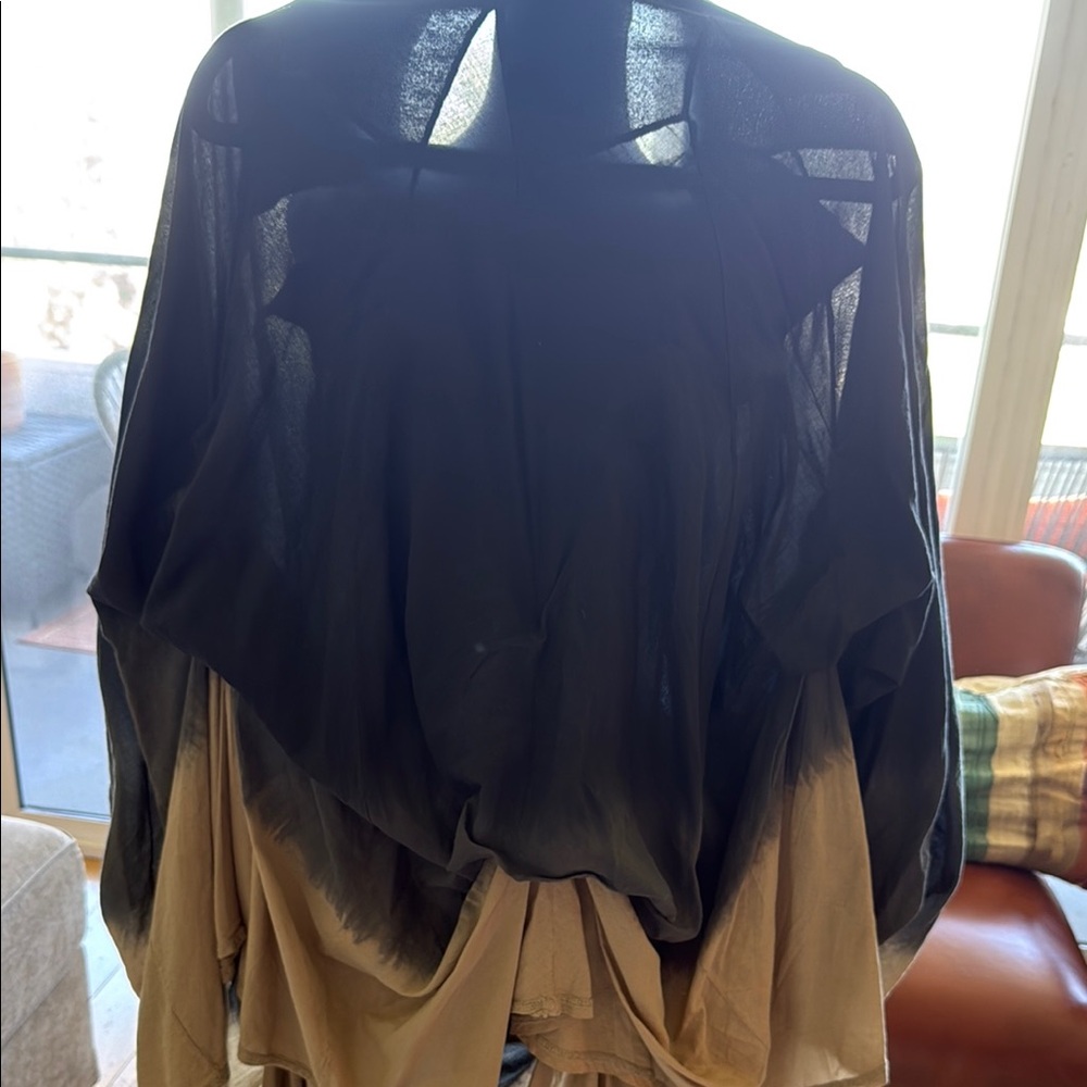 Elegant Black and Tan High-Low Skirt